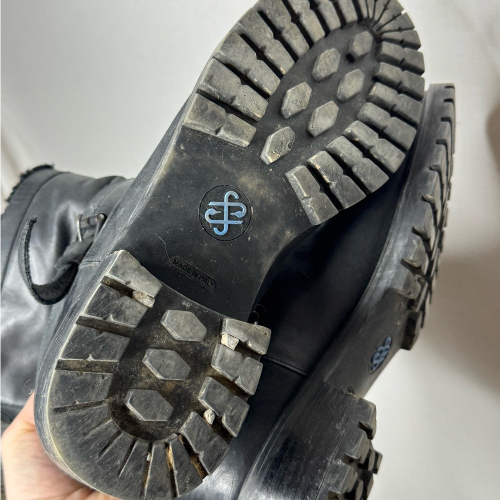 Ross Snow Womens Leather Moto Boots Sherling‎ Lining Sz 11 Grunge Edgy Goth Punk - Picture 7 of 11